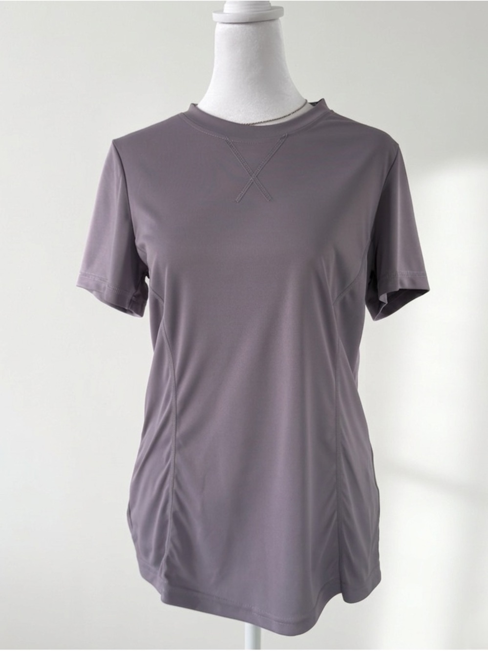 Avoogue Dusty Lavender Short Sleeve Active Tee | Crewneck Workout Top Quick Dry